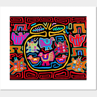 Panama Mola Chicken Play Mat Posters and Art